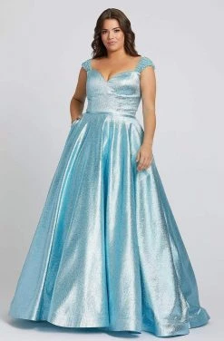 Mac Duggal Fabulouss - 67236F Cap Sleeved Shiny Long Ballgown