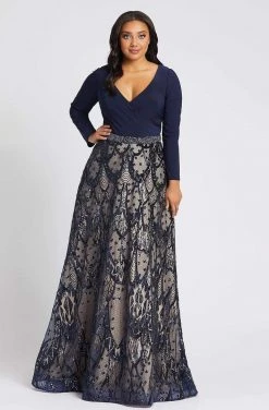 Mac Duggal Fabulouss - 67241F Long Sleeves Netted Long Dress Formal Gowns