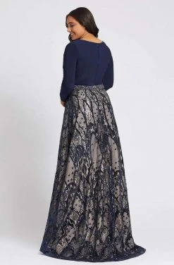 Mac Duggal Fabulouss - 67241F Long Sleeves Netted Long Dress Formal Gowns