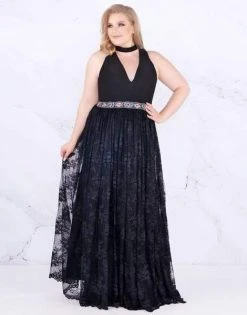 Mac Duggal Fabulouss - 77529F High Halter Lace A-line Dress