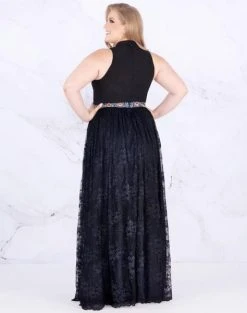 Mac Duggal Fabulouss - 77529F High Halter Lace A-line Dress