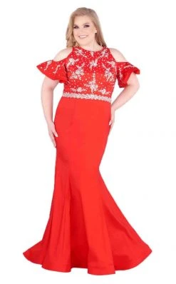 Mac Duggal Fabulouss - 77534F Beaded Cold Shoulder Trumpet Gown