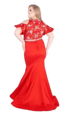 Mac Duggal Fabulouss - 77534F Beaded Cold Shoulder Trumpet Gown