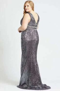 Mac Duggal Fabulouss - 77558F Sequined Plunging V-Neck Sheath Gown