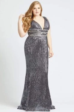 Mac Duggal Fabulouss - 77558F Sequined Plunging V-Neck Sheath Gown