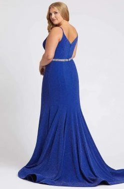 Formal Gowns Mac Duggal Fabulouss - 77721F Crystal Beaded V-neck Trumpet Dress