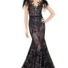 Mac Duggal - Feathered Lace Mermaid Gown 79230R - 1 Pc Black In Size 4 Available 2 Mac Duggal - Feathered Lace Mermaid Gown 79230R - 1 Pc Black In Size 4 Available