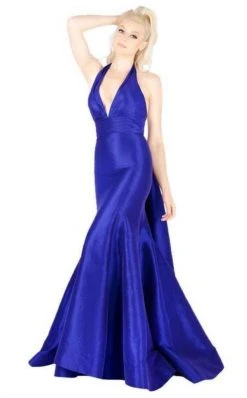 Mac Duggal Flash - 12032L Halter Neck Mermaid Taffeta Evening Gown