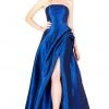Formal Gowns Mac Duggal Flash - 12194L Strapless Ruched High Slit Taffeta Gown