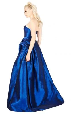 Formal Gowns Mac Duggal Flash - 12194L Strapless Ruched High Slit Taffeta Gown