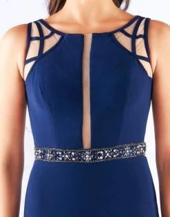 Mac Duggal Flash - 2062L Crisscross-Paneled Illusion Jersey Gown