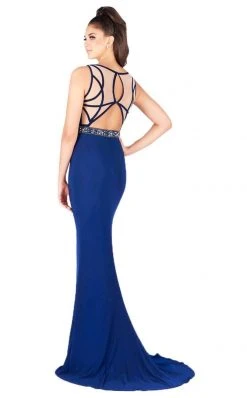 Mac Duggal Flash - 2062L Crisscross-Paneled Illusion Jersey Gown
