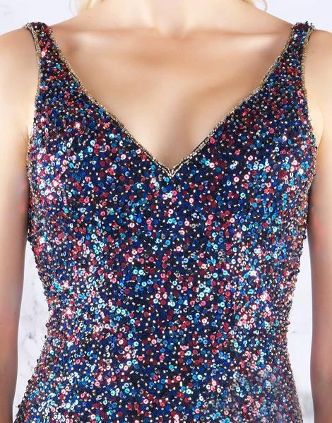 Mac Duggal Flash - 4877L Embellished Fitted V-Neck Evening Gown 4 Mac Duggal Flash - 4877L Embellished Fitted V-Neck Evening Gown