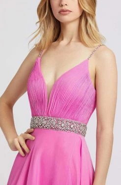 Formal Gowns Mac Duggal Flash - 48896L Ruched Plunging V-Neck Gown With Slit
