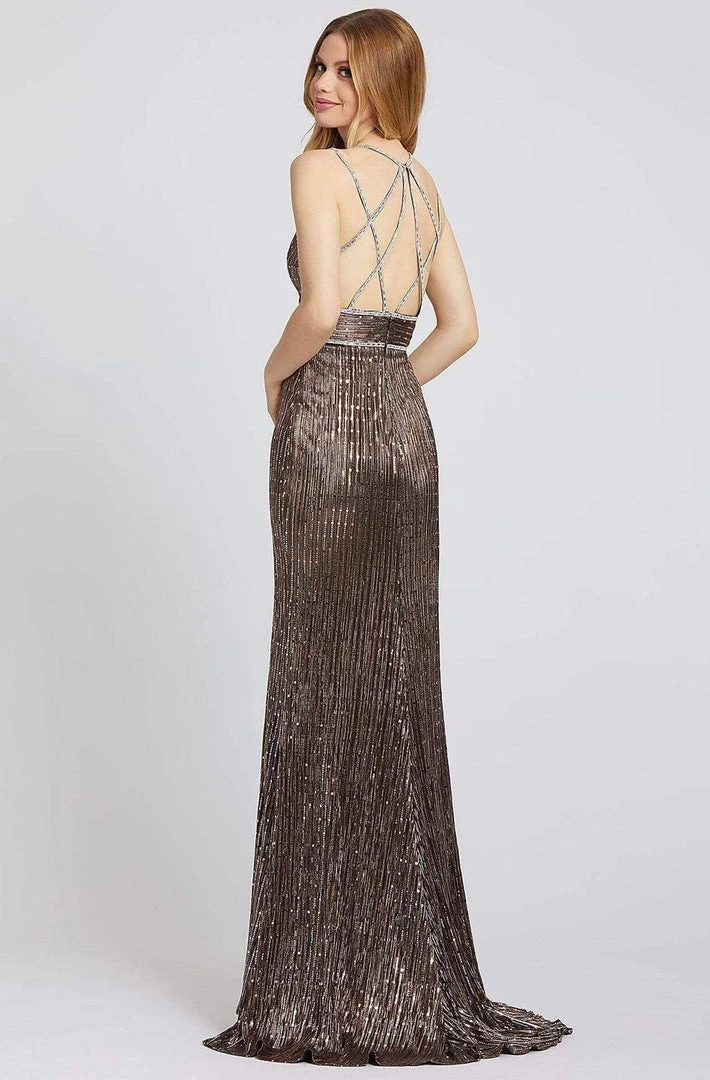 Mac Duggal Flash - 48999L Beaded Plunging V-Neck Sheath Gown 4 Mac Duggal Flash - 48999L Beaded Plunging V-Neck Sheath Gown