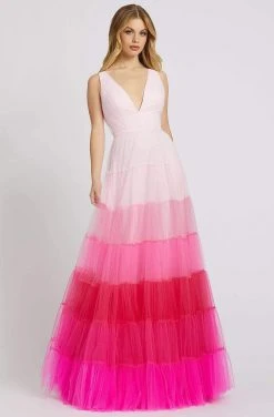 Mac Duggal Flash - 49065L Ruched Plunging V-Neck A-Line Gown Formal Gowns