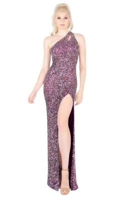 Mac Duggal Flash - 4918L Sequined Asymmetric Sheath Dress With Train 10 Mac Duggal Flash - 4918L Sequined Asymmetric Sheath Dress With Train