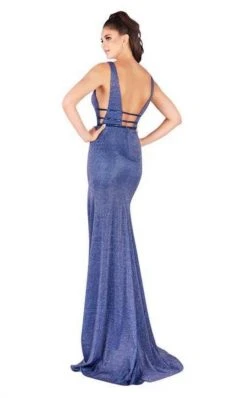 Formal Gowns Mac Duggal Flash - 50571L Plunging Neck Sheath Evening Dress