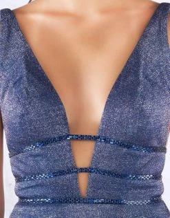 Formal Gowns Mac Duggal Flash - 50571L Plunging Neck Sheath Evening Dress