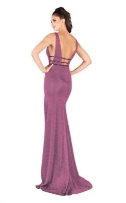 Formal Gowns Mac Duggal Flash - 50571L Plunging Neck Sheath Evening Dress