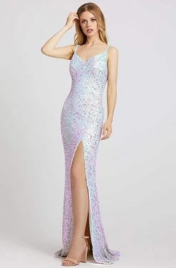 Formal Gowns Mac Duggal Flash - 5064L Full Sequin V Neck Sleeveless Fitted Gown