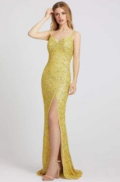 Formal Gowns Mac Duggal Flash - 5064L Full Sequin V Neck Sleeveless Fitted Gown