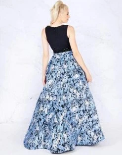 Mac Duggal Flash - 55226L Two Tone Beaded And Printed Ballgown