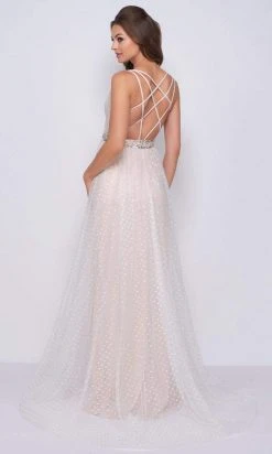 Mac Duggal Flash - 66910L Beaded Deep V-neck A-line Dress With Train 6 Mac Duggal Flash - 66910L Beaded Deep V-neck A-line Dress With Train