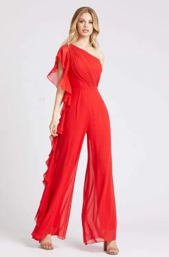 Prom Dresses Mac Duggal Flash - 67381L Asymmetric Neckline Long Jumpsuit