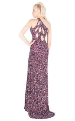 Mac Duggal Flash - Sequined Asymmetric Sheath Dress With Train 4918L Formal Gowns 9 Mac Duggal Flash - Sequined Asymmetric Sheath Dress With Train 4918L Formal Gowns