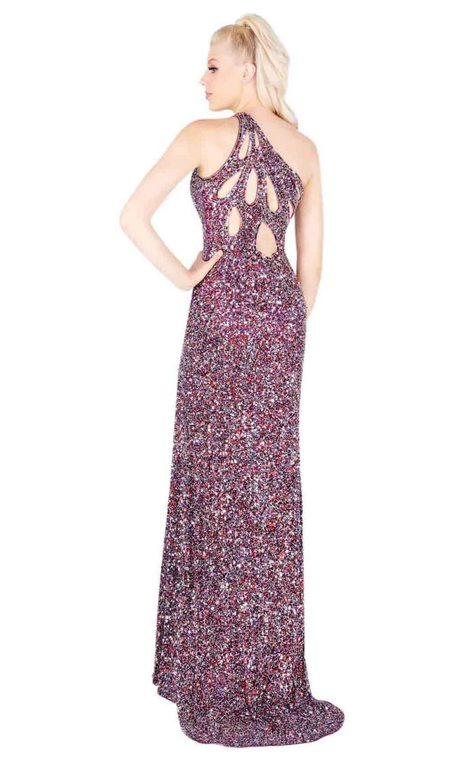 Mac Duggal Flash - Sequined Asymmetric Sheath Dress With Train 4918L Formal Gowns 5 Mac Duggal Flash - Sequined Asymmetric Sheath Dress With Train 4918L Formal Gowns