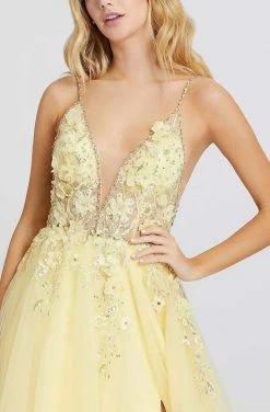 Mac Duggal Prom - 11125M Floral Appliques Illusion Bodice A-Line Gown Formal Gowns