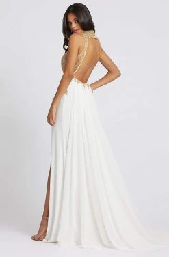 Mac Duggal Prom - 12106M Bedazzled High Neck Sheath Dress With Train Formal Gowns