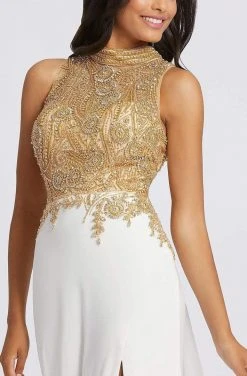 Mac Duggal Prom - 12106M Bedazzled High Neck Sheath Dress With Train Formal Gowns