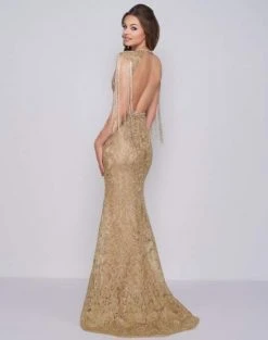 Formal Gowns Mac Duggal Prom - 12162M Bead-Fringed Sleeve Gilded Sheath Gown 7 Formal Gowns Mac Duggal Prom - 12162M Bead-Fringed Sleeve Gilded Sheath Gown