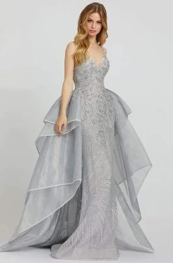 Formal Gowns Mac Duggal Prom - 12311M Embroidered V-neck Dress With Overskirt