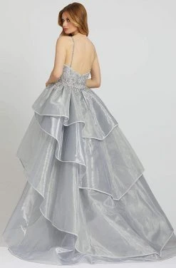 Formal Gowns Mac Duggal Prom - 12311M Embroidered V-neck Dress With Overskirt