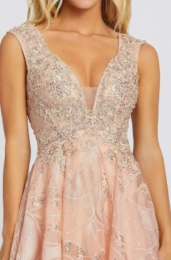 Mac Duggal Prom - 20184M Embroidered Deep V-neck A-line Gown