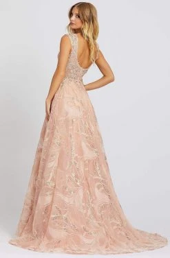 Mac Duggal Prom - 20184M Embroidered Deep V-neck A-line Gown