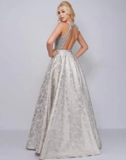 Mac Duggal Prom - 2090M Jewel Crusted Metallic Brocade Ballgown