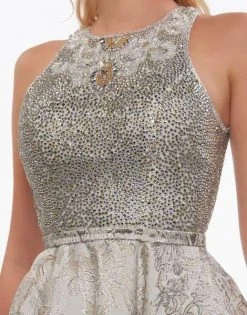 Mac Duggal Prom - 2090M Jewel Crusted Metallic Brocade Ballgown