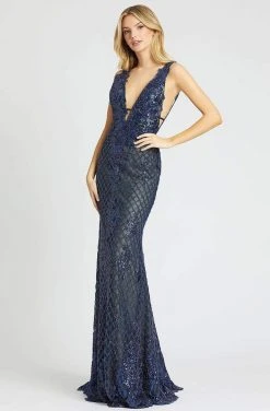 Mac Duggal Prom - 26258M Plunging Back Lattice Mermaid Gown Formal Gowns