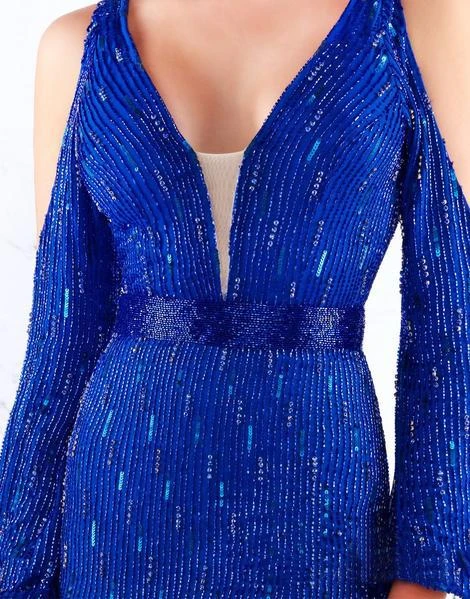 Mac Duggal Prom - 4804M Split Bishop Sleeve Plunging Beaded Gown Formal Gowns 5 Mac Duggal Prom - 4804M Split Bishop Sleeve Plunging Beaded Gown Formal Gowns