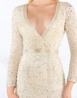 Formal Gowns Mac Duggal Prom - 4900M Beaded Plunging Neck High Slit Evening Gown 9 Formal Gowns Mac Duggal Prom - 4900M Beaded Plunging Neck High Slit Evening Gown