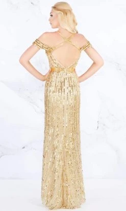 Mac Duggal Prom - 4901M Sequined Cold Shoulder Plunging Gown