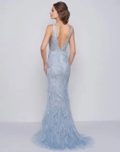 Formal Gowns Mac Duggal Prom - 50537M Beaded Fringed Plunging V-Neck Evening Dress