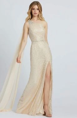 Mac Duggal Prom - 5094M One Shoulder Beaded Dress With Slit