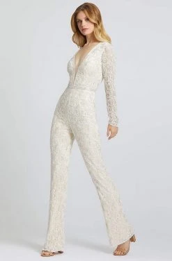 Mac Duggal Prom - 5120M Beaded Plunging V-Neck Jumpsuit