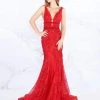 Formal Gowns Mac Duggal Prom - 66707M Lace Deep V-neck Mermaid Dress With Train