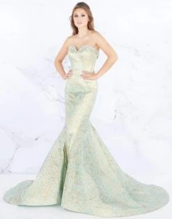 Formal Gowns Mac Duggal Prom - 66740M Strapless Jacquard Trumpet Evening Gown